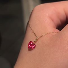 红色锆石心形项链女日韩ins潮气质轻奢高级设计感爱心吊坠锁骨链