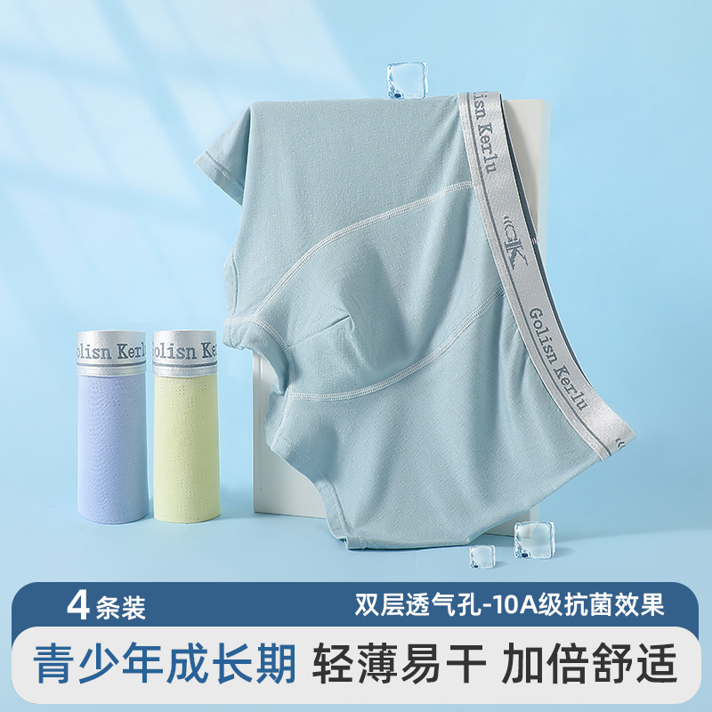Pantalones interiores adolescentes en desarrollo, estudiantes de secundaria, 10A antibacterianos, hielo de verano, pantalones delgados y transpirables