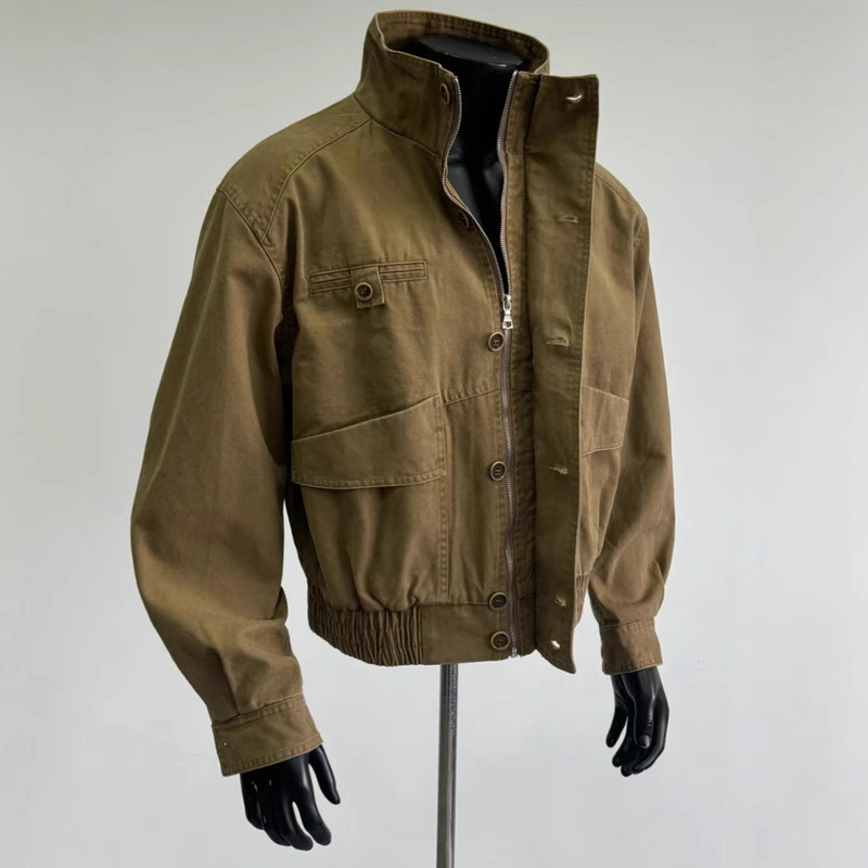 American Retro Multi-Pocket Detroit Collar Jacket Coat Trendy Brand High-Level cleanfit Denim Jacket for Men