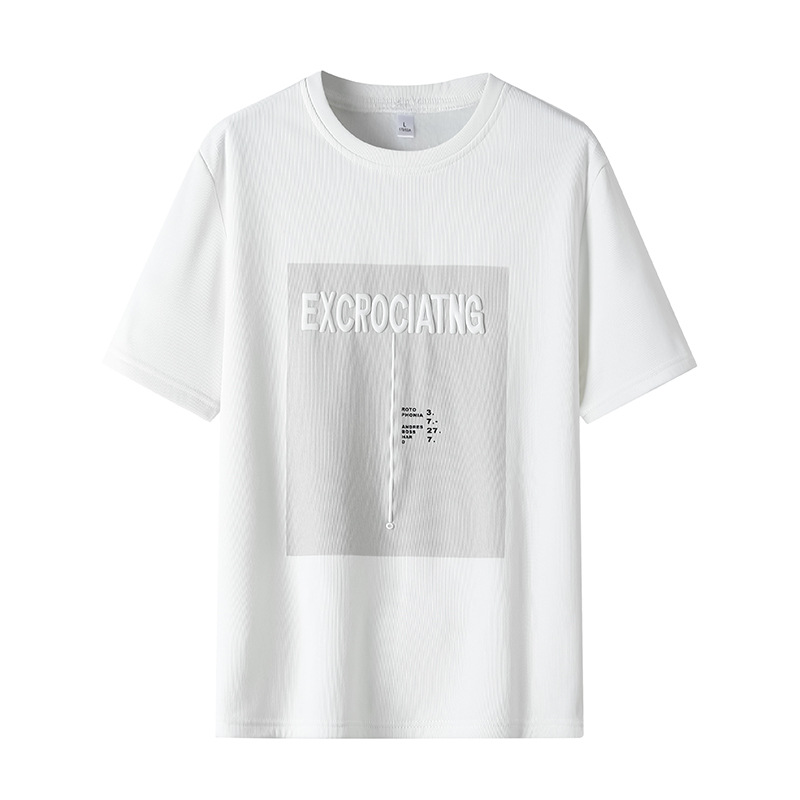 T-shirt court pour hommes, nouveau haut court d'été 2023, t-shirt fin ample à manches mi-longues, chemise de base Instagram_voghion.com