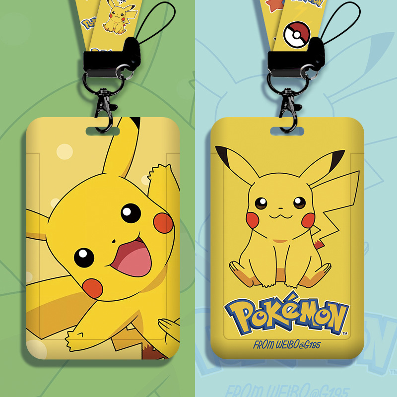 Cartoon card set student campus card work card bus subway access control meal card with hanging neck rope protective sleeve wholesale