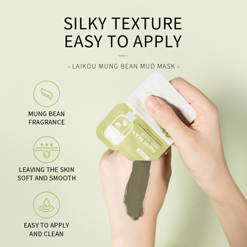 LAIKOU mung bean mask mud 5g trial manufacturer hydrating refreshing pore cleaning mud mask 1 piece