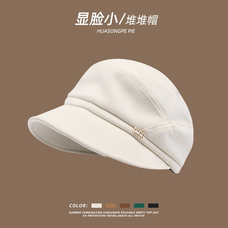 Sombrero de pila estándar pequeño de metal gorra de pico boina sombrero de moda tres en uno hembra otoño e invierno cálido sombrero de pescador complejo