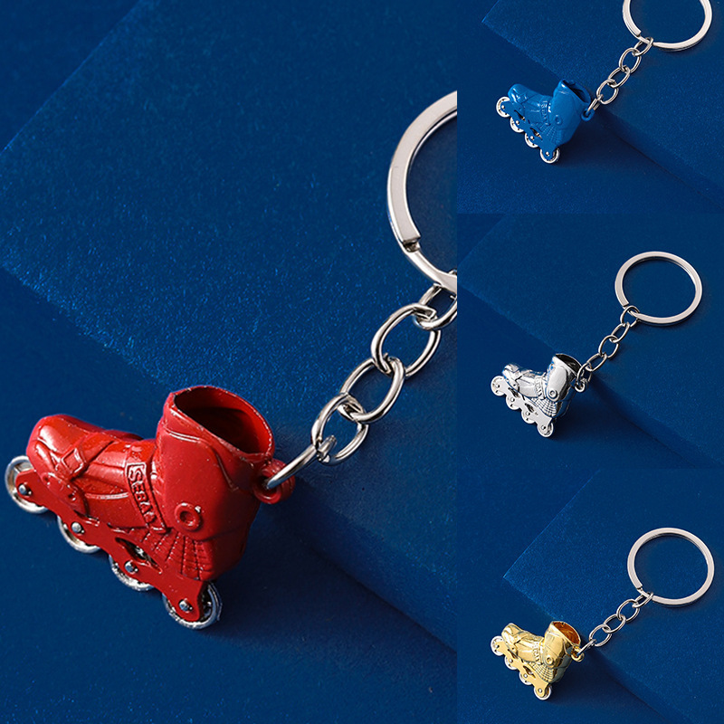 Creative Skates Keychain Metal Car Keychain Pendant 3D Simulation Roller Skate Gifts