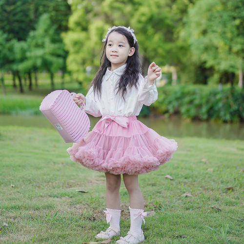 children toddlers pleated tulle tutu skirt white pink gauze princess dress up birthday class photos shooting ballet dance tutu skirt stage performance pettiskirts for girls