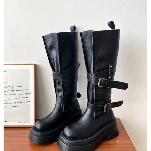 High-pitched knight boots, non-knee boots, retro height-increasing platform sole boots, women's western cowboy boots, thick heels