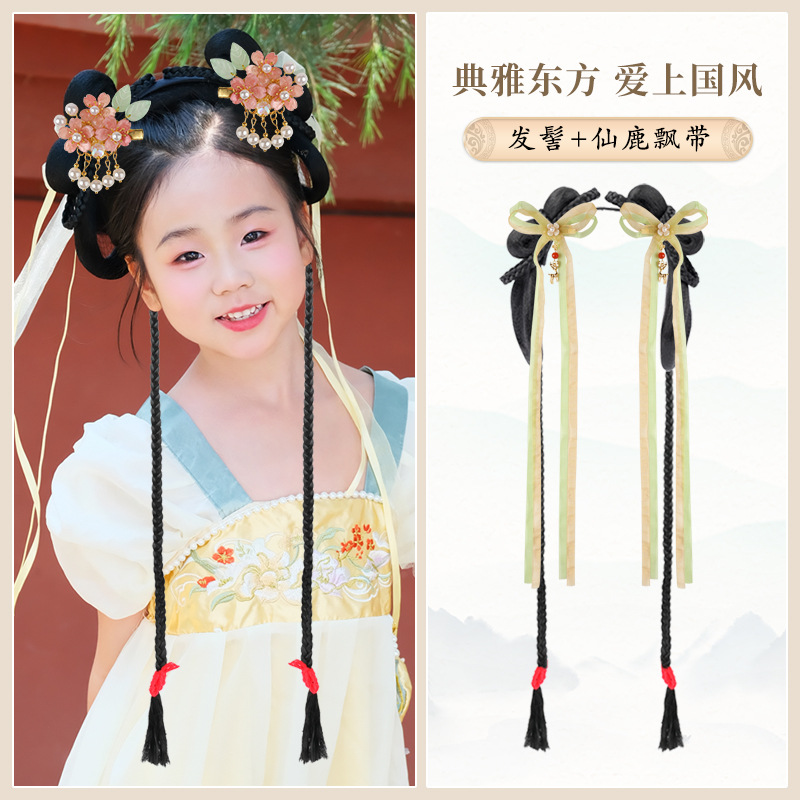 치자나무 부드러운 머리띠 브레이드 + 요정 사슴 리본 헤어 액세서리 한 쌍
