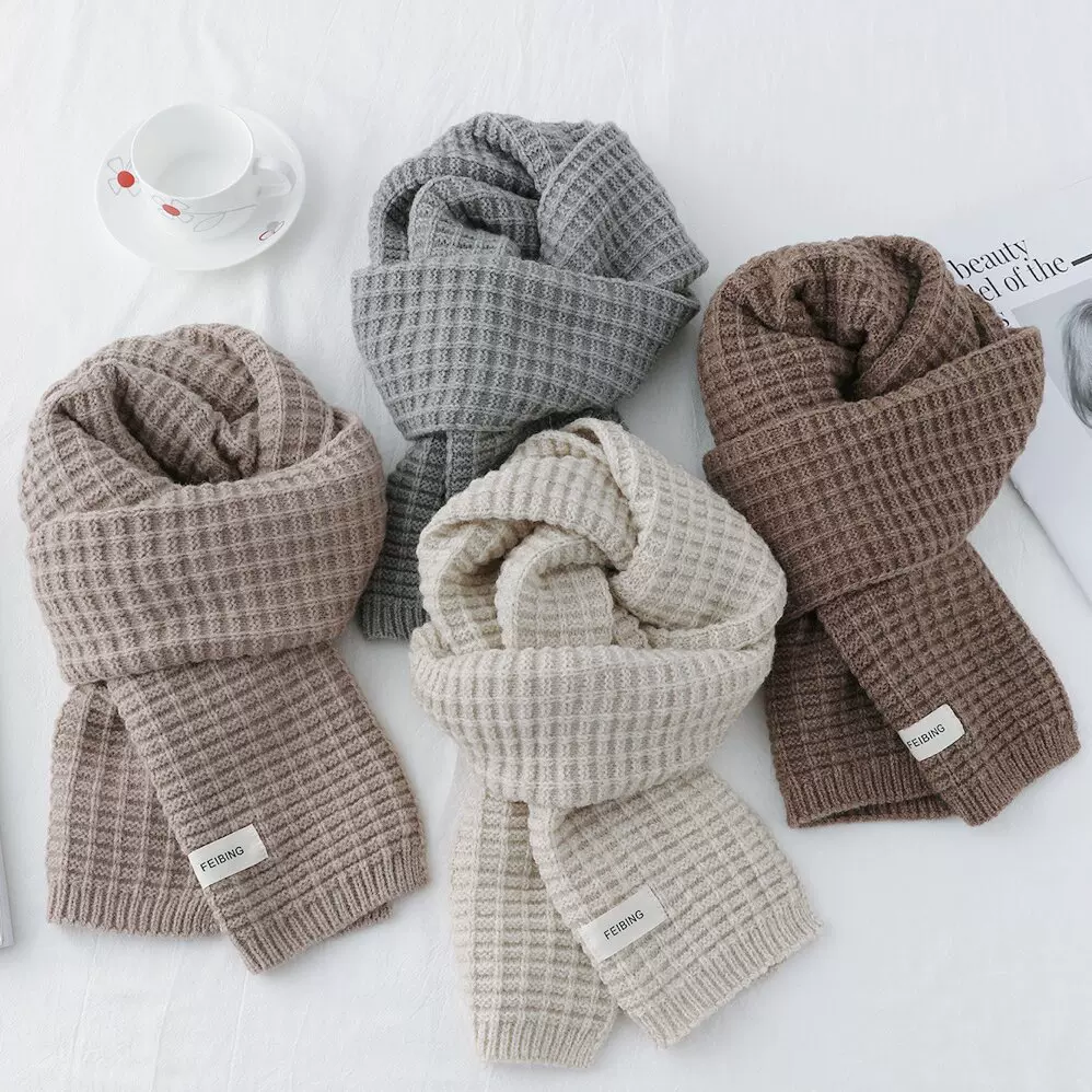 情侣保暖围巾女冬韩版百搭加厚保暖日系休闲风气质款显白毛线围脖