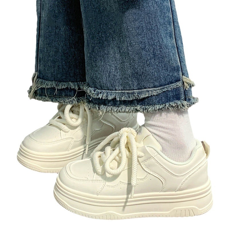 Leche fu estudiantes zapatos blancos de primavera y otoño zapatos de nicho original zapatos de mujer casuales zapatos de suela gruesa
