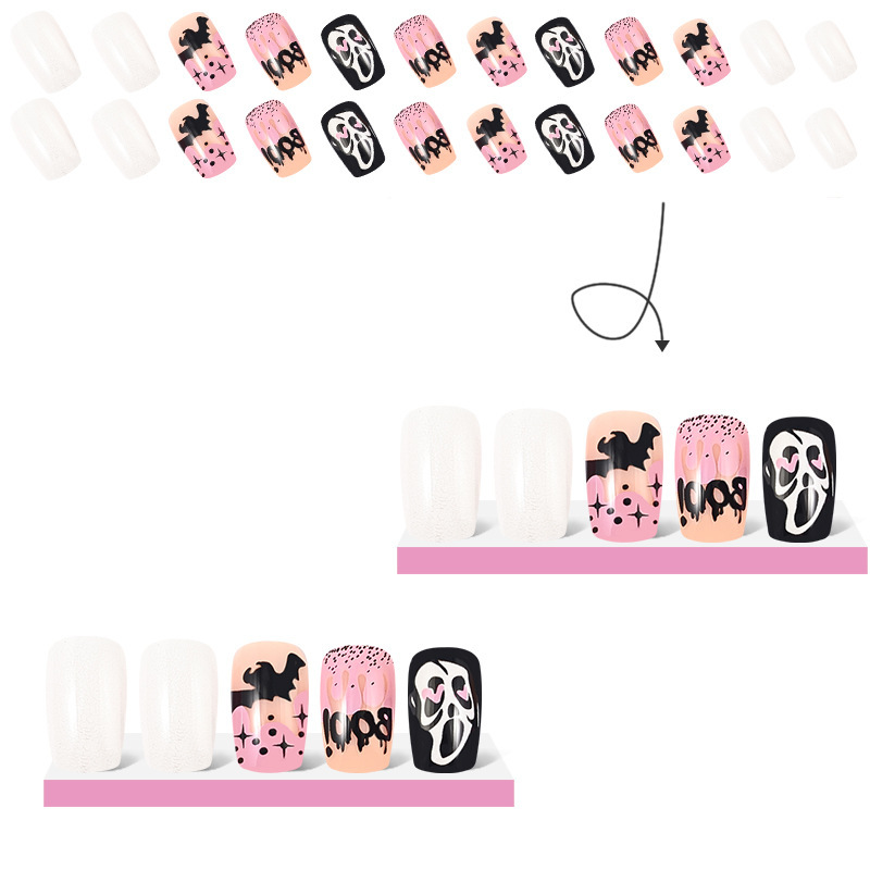 Halloween Festival Halloween Retro French Style Sweet Cartoon Ghost Heart Shape Plastic Nail Patches 1 Set