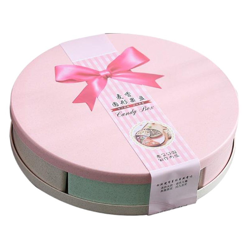 Caja de dulces de paja de trigo hogar sala de estar cuadrado caja de frutas secas con tapa compartimiento de frutas semillas de melón plato de caramelo redondo