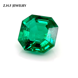 Zhou Hengfu Jewelry Cultured Gemstone Cut Stone Artificial Synthetic Emerald Colombian Wood Colored Loose Stone