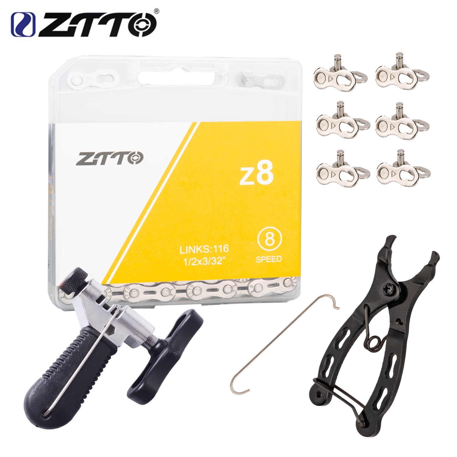 ZTTO Bicicleta de montaña Cadena de bicicleta de carretera 6 velocidades 7 velocidades 8 velocidades Cadena de galvanoplastia 116 secciones con hebilla mágica