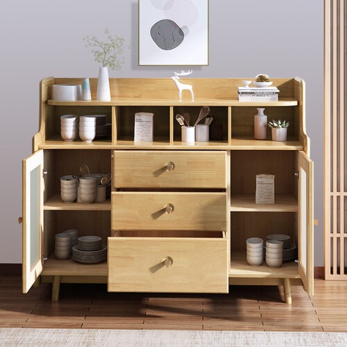 Nordic solid wood sideboard modern simple small apartment living room home multi-functional wine cabinet kitchen storage cabinet cupboard