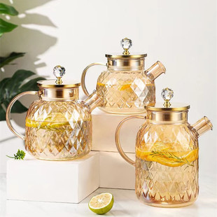 New High Borosilicate Glass Cold Water Kettle Amber Cold Water Kettle Lanling Pot Household Large Capacity Glass Teapot