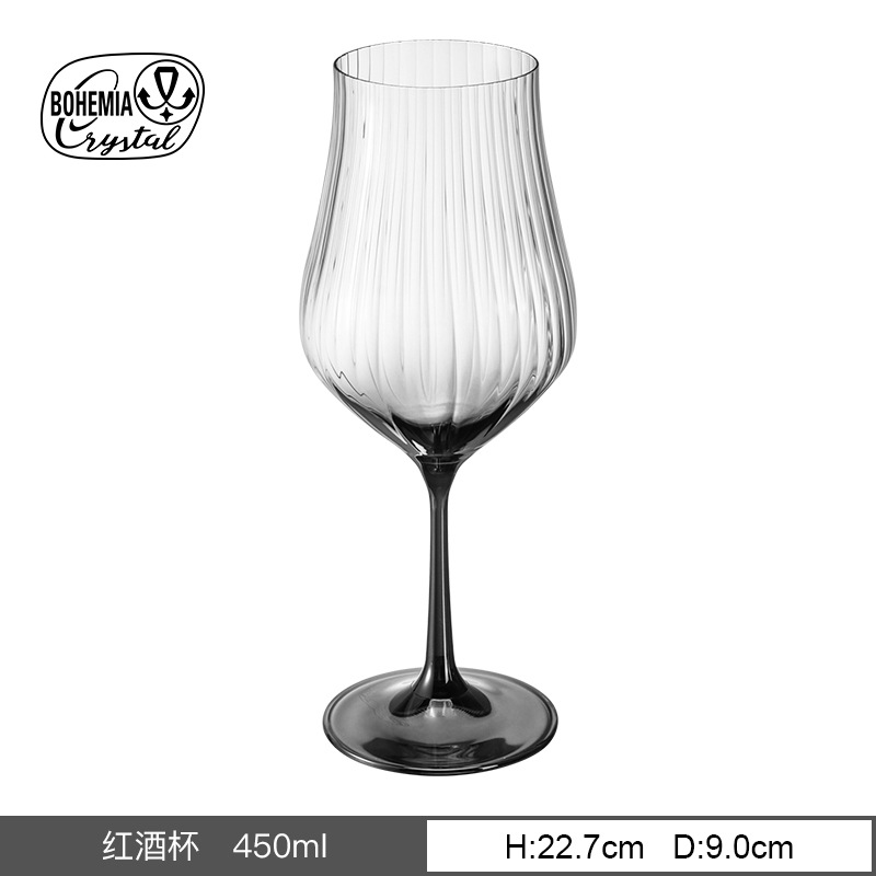 Vaso de cristal sin plomo importado de la República Checa, taza de pie alto vertical, simple nórdica, simple tulipán, vino tinto, agua doméstica image 23