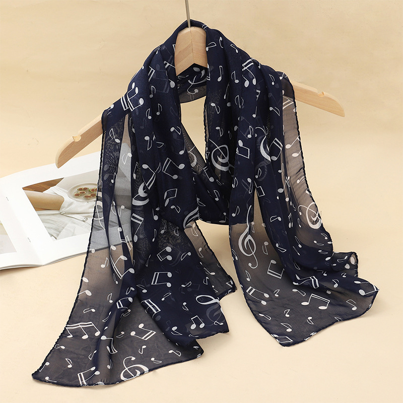 60g Weight Scarf Classification Daily Occasion Chiffon Material Color Block, Leopard, Notes Pattern All Seasons Season Women's Gender Elegant, Simple Style Style Women's Elegant Simple Style Color Block Leopard Notes Chiffon Scarf 9