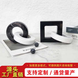 侘寂风简约创意大理石几何摆件现代家居饰品拼接桌面摆设书档轻奢