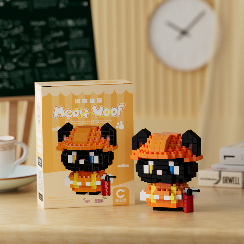 Compatible con LEGO gigante Panda flor azul lindo muñeca de dibujos animados montado bloques construcción juguete para niños puesto caja ciega al por mayor