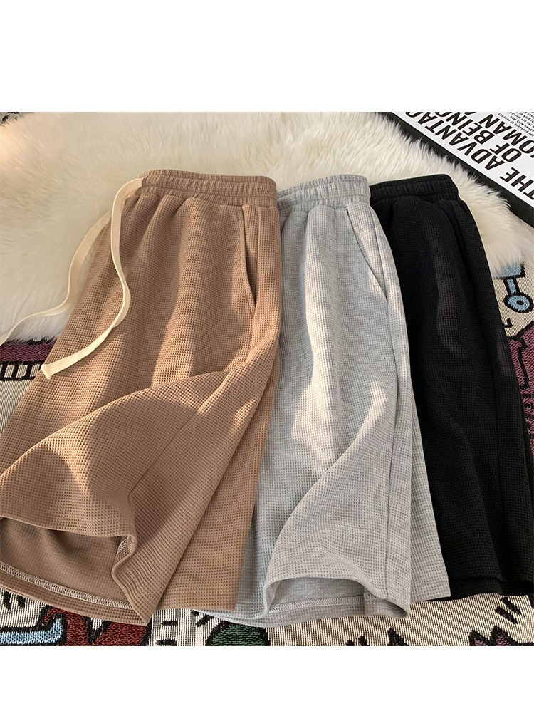 Men's Summer Sports Casual Shorts Loose Plus Size Waffle Five Point Pants New Style_viptrois.com