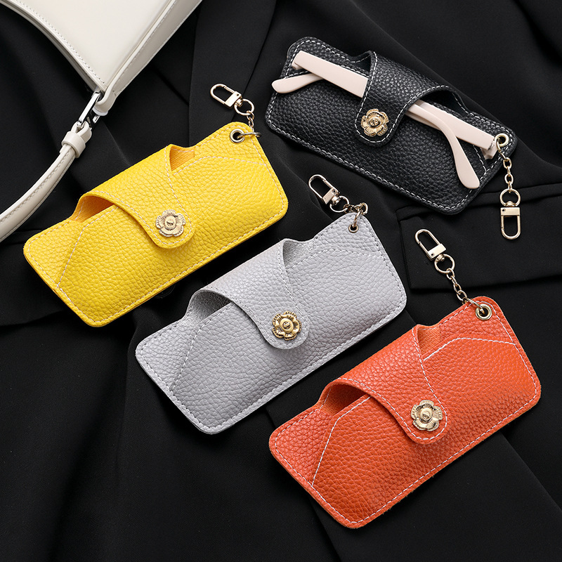 Bolsa de gafas al por mayor de fábrica, bolsa de almacenamiento de gafas de sol, bolsa de gafas de miopía, bolsa de gafas de sol portátiles de cuero pu, bolsa colgante, funda de gafas