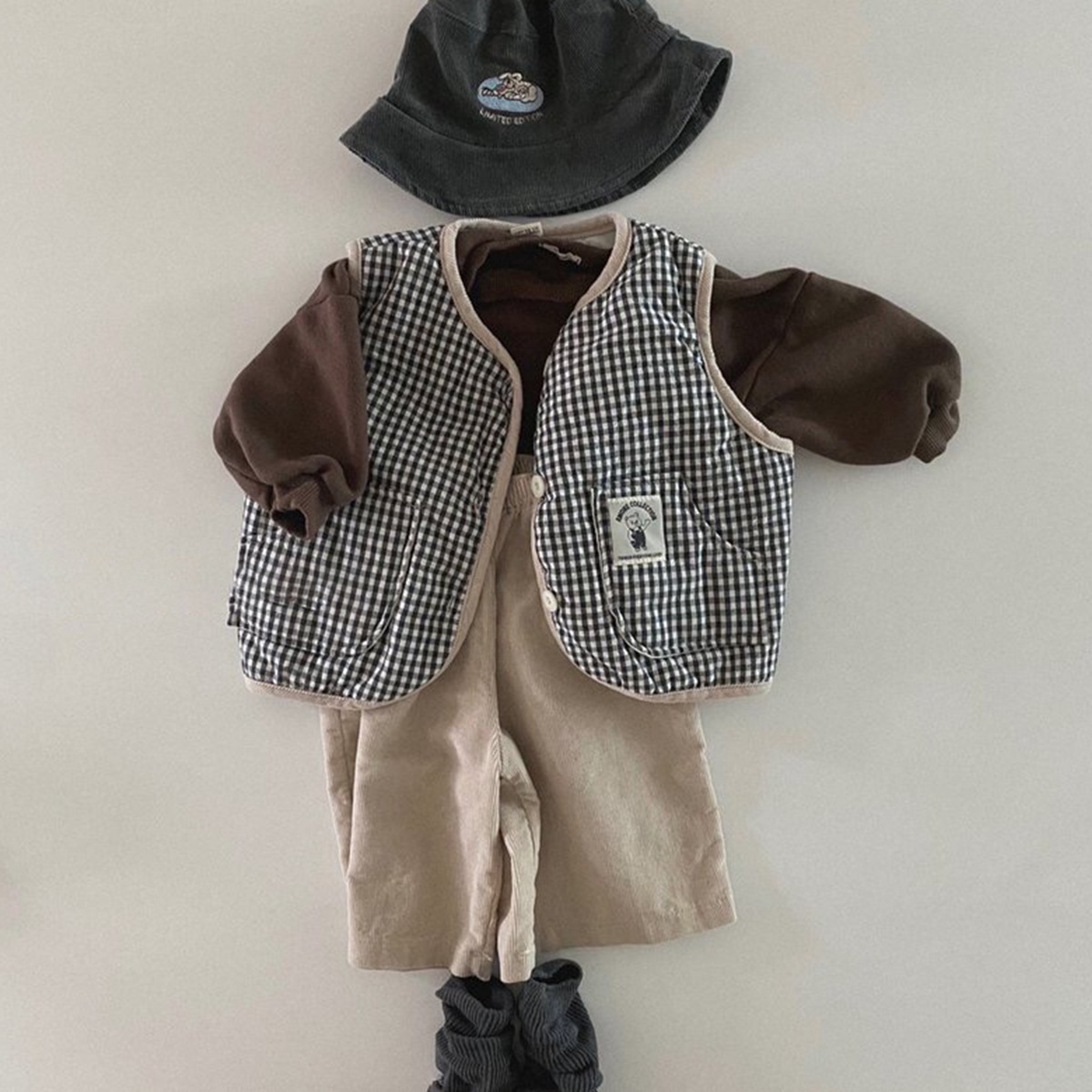 Bebé primavera chaleco abrigo estilo coreano ropa para niños bebé primavera y otoño ropa niños chaleco a cuadros primavera ropa de salida
