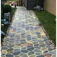 冰裂纹青石板不规则花园碎拼石材室外防滑文化砖别墅院子地砖天然