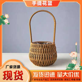 厂家仿藤编织手提花篮 花艺插花篮节日礼品篮 鸡蛋篮水果篮子批发