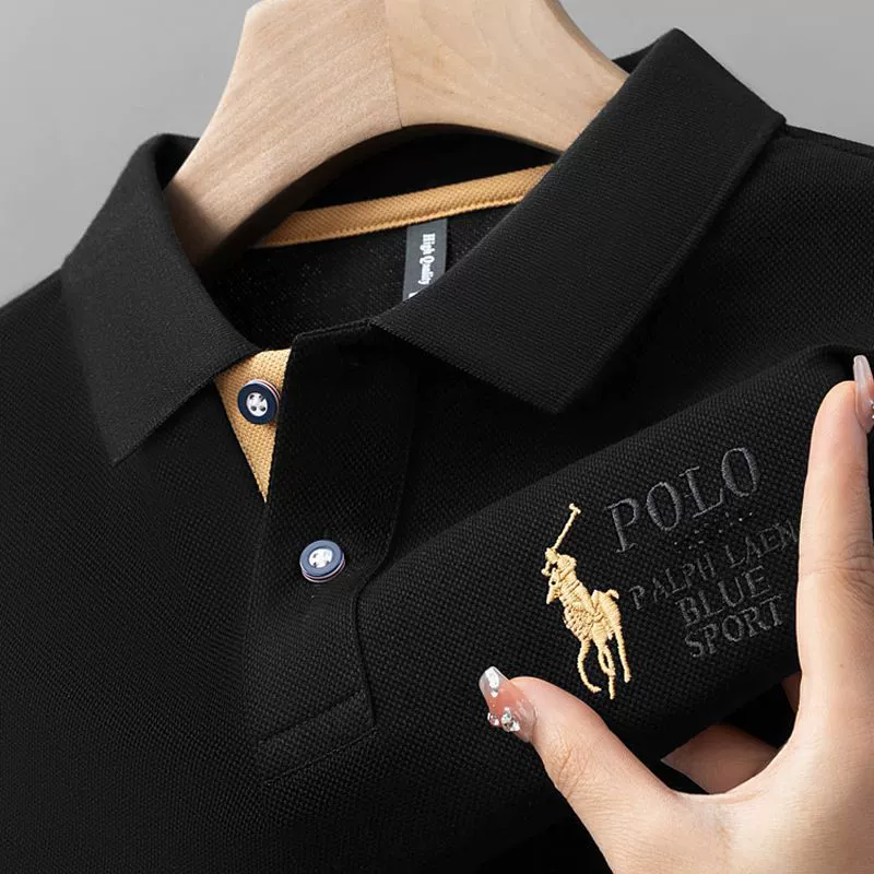 Летний элитный универсальный модный шелковый поло с вышивкой, slim fit