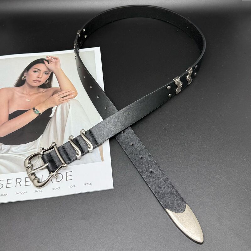 New Men's and Women's Belts, Iris Flower Kendo, Western Fashion, Personalized Versatile Jeans Belts, Trendy Simple Belts