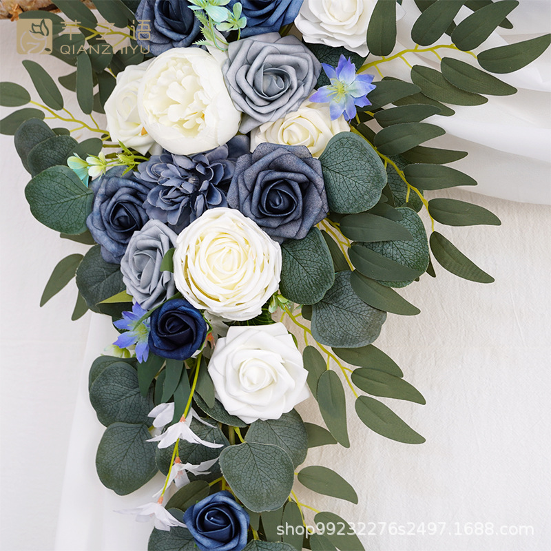 亞馬遜熱銷門楣花拱門花婚禮慶典背景裝飾歐式戶外玫瑰絹花仿真花