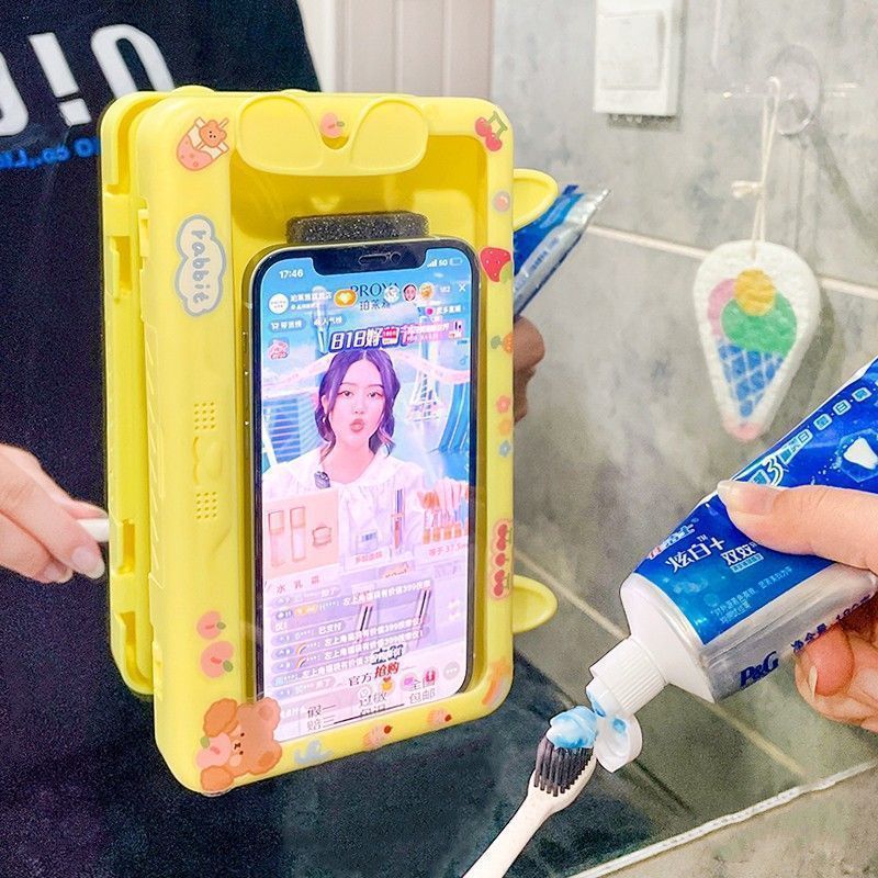 浴室手机架防水盒卫生间置物架壁挂洗澡看手机追剧神器支架厕所架|undefined