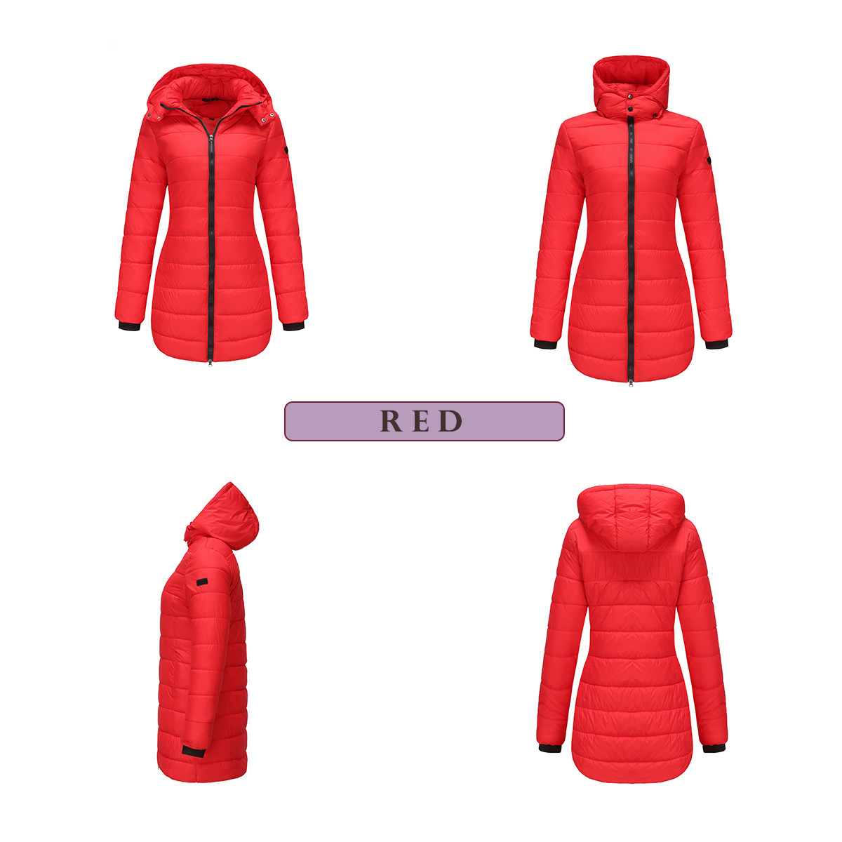 Abrigo de invierno para mujer con capucha extraíble parka impermeable_voghion.com