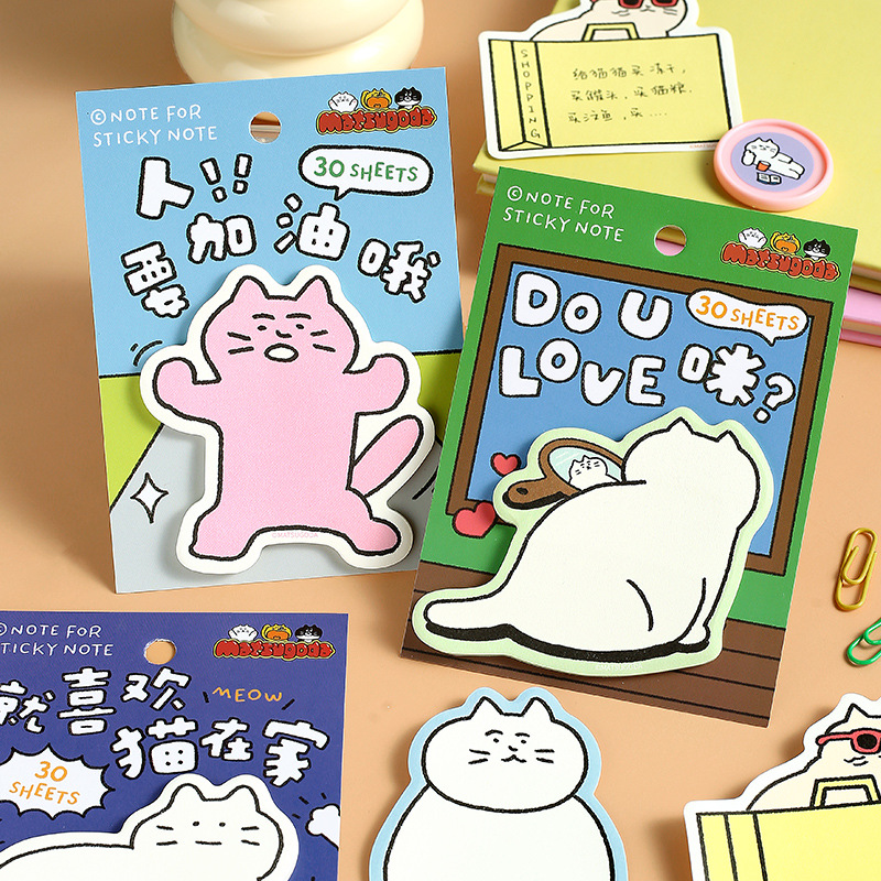Note For×Matsugoda Co-Branded Sticky Notes Creative Cat Illustration Student Message Note Paper Can Be Pasted