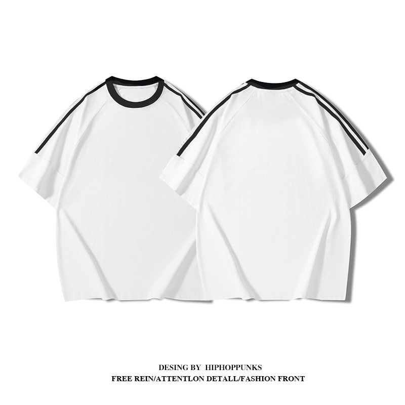 T-shirt uomo in cotone pesante con tre strisce stile estivo_voghion.com
