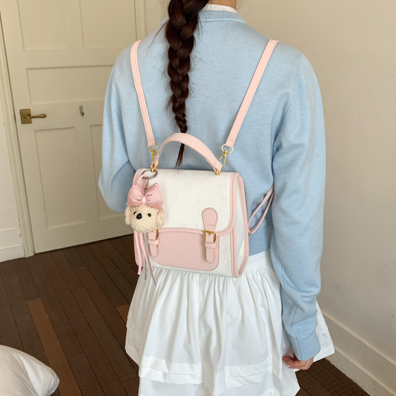 Exquisite Mini Color-Blocked Women's Backpack 2026 New Model Versatile Commuter Backpack Single Shoulder Crossbody Bag Small School Bag Exquisite Mini Color-Blocked Women's Backpack 2026 New Model Versatile Commuter Backpack Single Shoulder Crossbody Bag Small School Bag