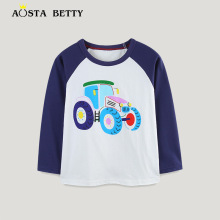 25秋季新款男童T恤欧美风汽车印花儿童T恤中小童圆领长袖打底上衣