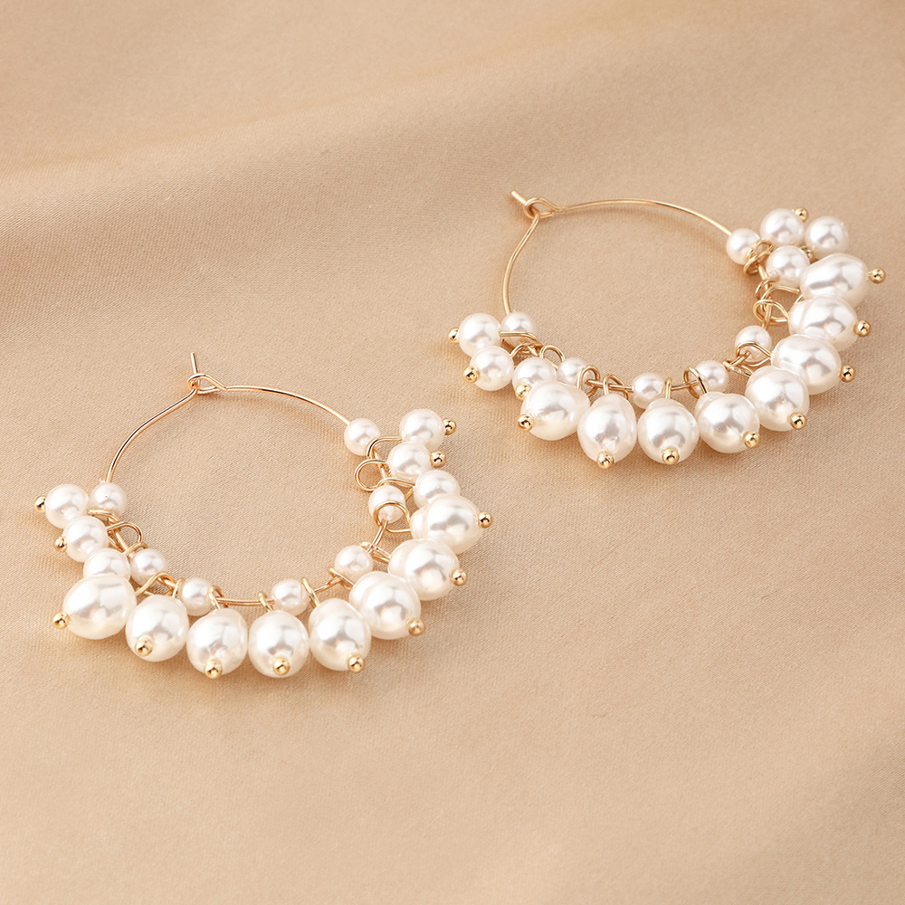 Fashion Geometric Circle Pearl Tassels Earrings display picture 3