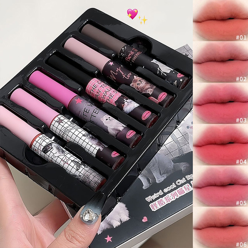 Daimanpu cat funny matte lip glaze suit Shantou makeup matte lip glaze summer lip glaze student cheap