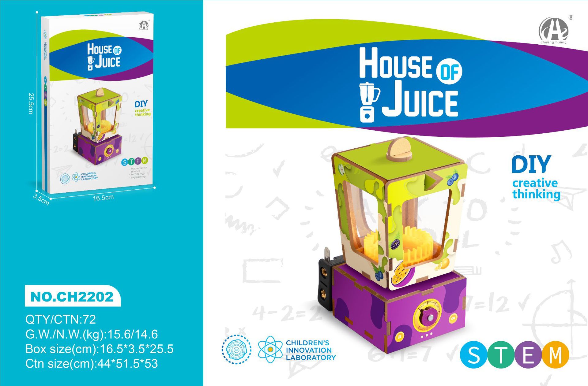 Colorful wooden assembled juicer