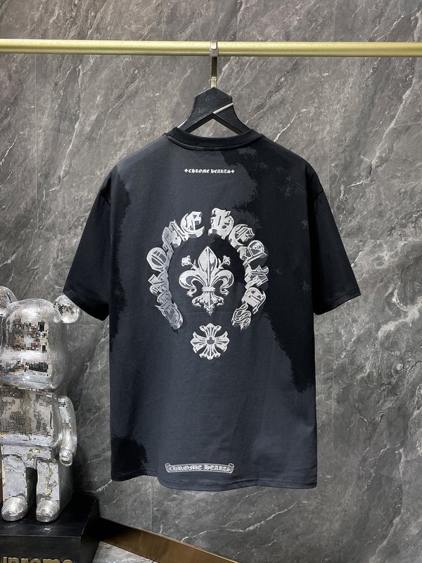 クロムハーツ新しい夏クロス馬蹄プリント男性と女性の半袖 T シャツシリーズ卸売|undefined