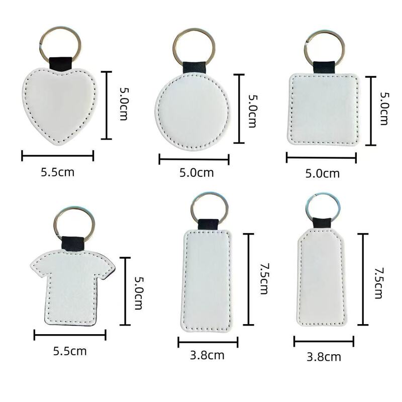 Cross-Border Pu Leather Sublimation Keychain Blank Heat Transfer Edge-Sealed DIY Printed Pendant Jewelry Creative DIY
