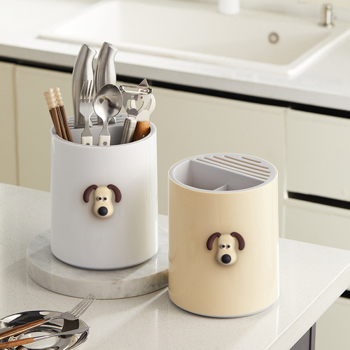 Independently designed rotatable knife holder, chopstick storage tube, multi-functional integrated storage rack for spoons and knives