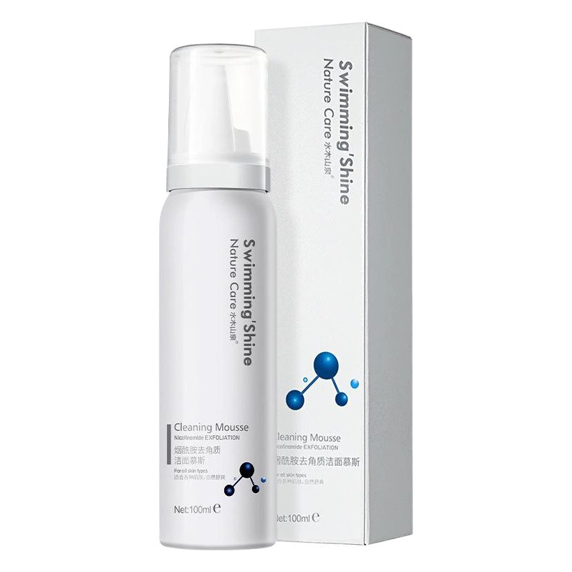 Шуй Му Шань Весна Никотинамид Отшелушивающий мусс Питательная кожа Глубокое очищение и сужение пор Очищающее средство для лица Фабрика