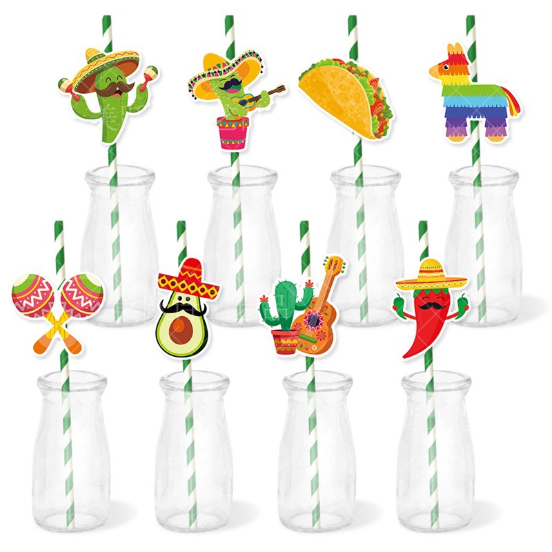 Tarjeta de inserción de paja de decoración de fiesta de Carnaval mexicano transfronterizo 5 de mayo Festival atmósfera decoración paja plug-in