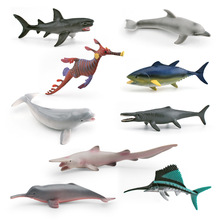 跨境仿真海洋動物白鯨海豚鯊魚草海龍旗魚金槍魚泰曼魚龍模型擺件