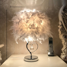 欧式时尚网红羽毛台灯结婚庆装饰白色卧室床头INS创意客厅小灯饰