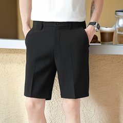 夏の薄い氷糸のズボンの男性の5分のゆったりしているストレートのショートパンツの韓国版のカジュアルな修身のビジネスのペンダント感の中のズボン