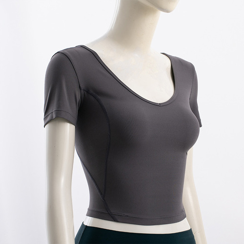 Align tee yoga short-sleeve sporty tight nude feeling T-shirt sexy slimming quick-drying fitness beauty back top thin model
