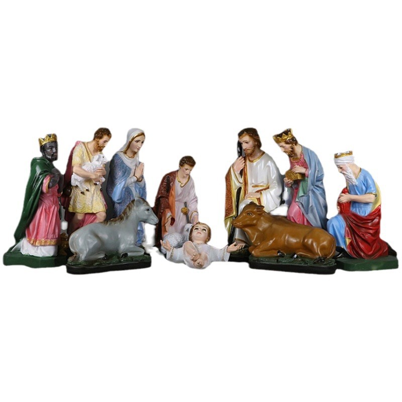 Figura de Resina de 50cm para Escena de Natividad Navideña, Estilo Sencillo, Decoración para Sala de Estar o Iglesia